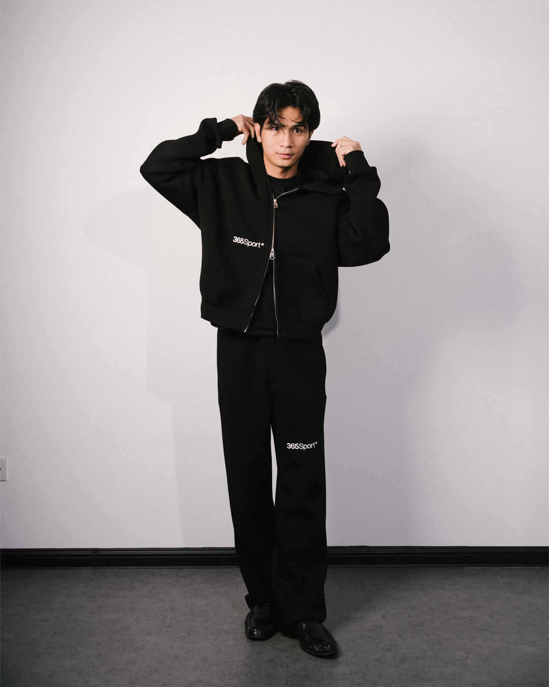 Scuba Zip Up Hoodie Black